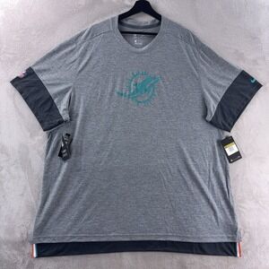 Nike NFL Miami Dolphins T Shirt Mens Size 4XL Gray Dri Fit On Field Apparel
